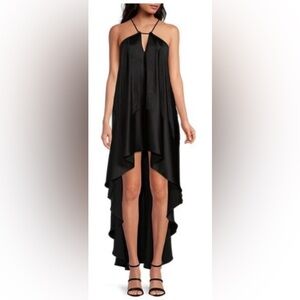 Gianni Bini Natalia Satin Halter Neck High-Low Sleeveless Dress